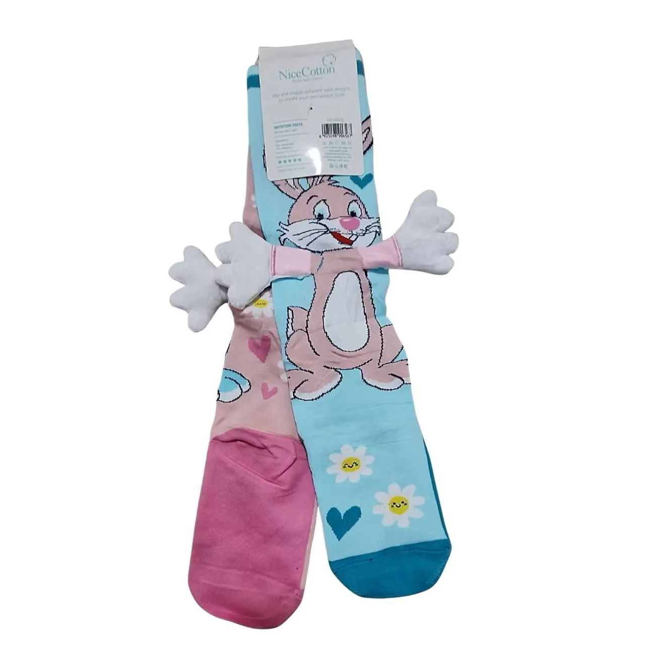 Meia Infantil 3D Divertida Personagem Longa Até o Joelho Menina Festa Colorida - Foto 3