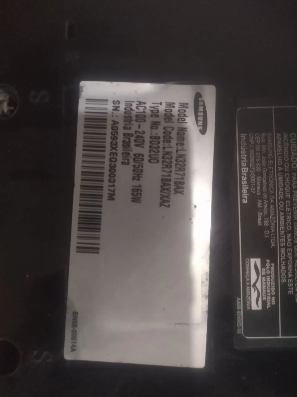 Tv Samsung 32 polegadas LCD defeito display usada