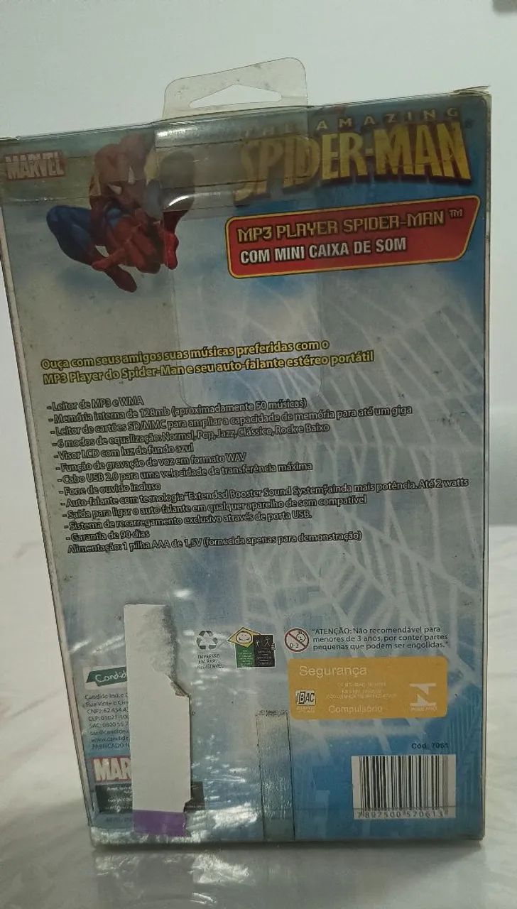 MP3 Player Homem Aranha com caixa de som Candide raridade novo!!! - Foto 2