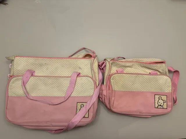Conjunto de 2 bolsas de maternidade impermeável na cor rosa
