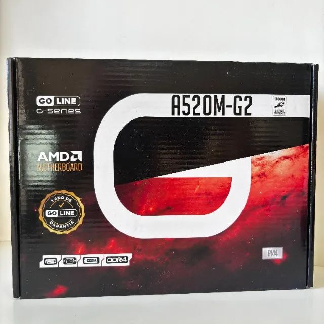 PLACA MÃE AM4 A520M DDR4 M2 HDMI GOLINE NOVA COM GARANTIA.