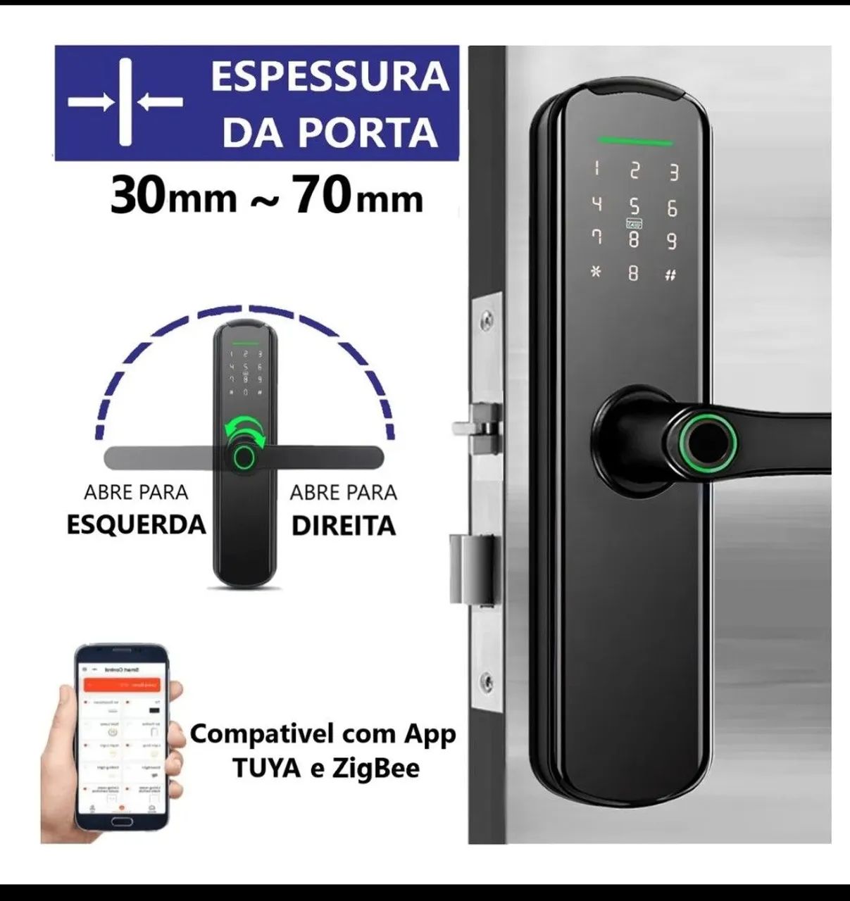 Fechadura Eletrônica Inteligente com Biometria e Senha tag e Wi-Fi.  - Foto 3