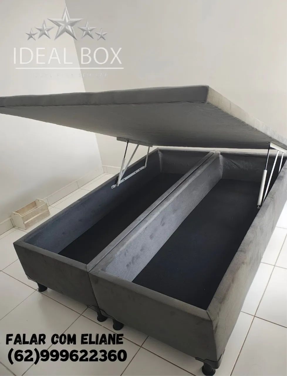 Box baú casal bi partido 1,38×188 - Ideal para otimizar seu espaço!