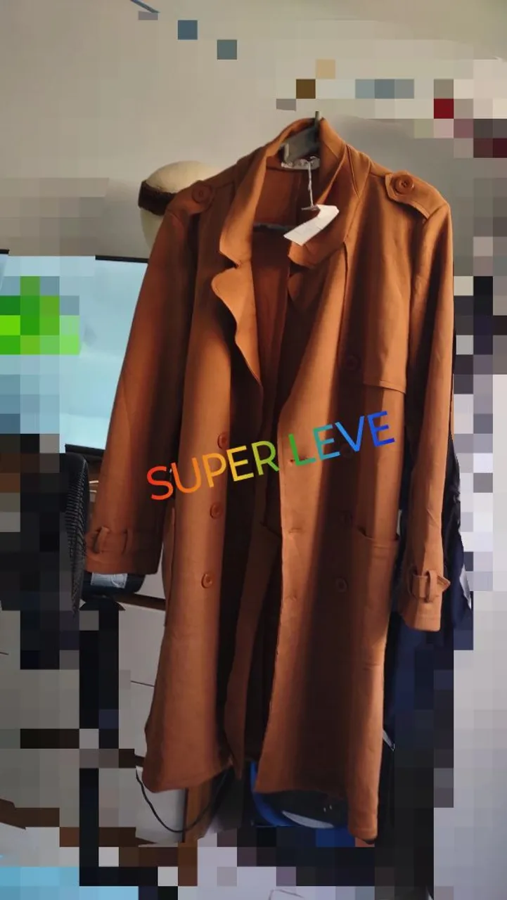 Casaco Trench Coat Marrom Elegante