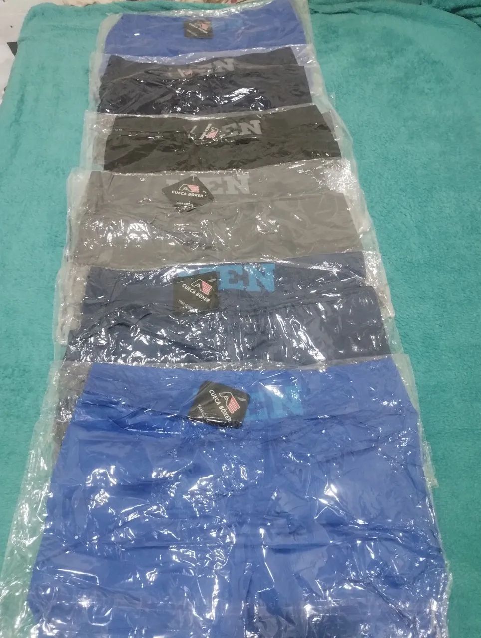 Cueca Boxer Azul com Detalhes em Azul Claro - Foto 4