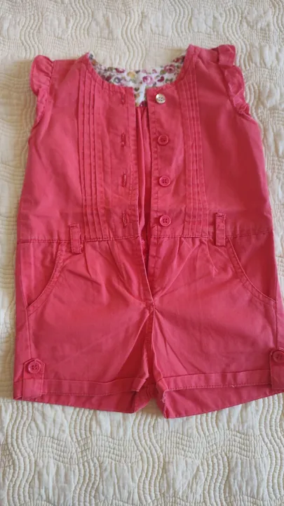 Macacão Bebê Menina Vermelho e Rosa