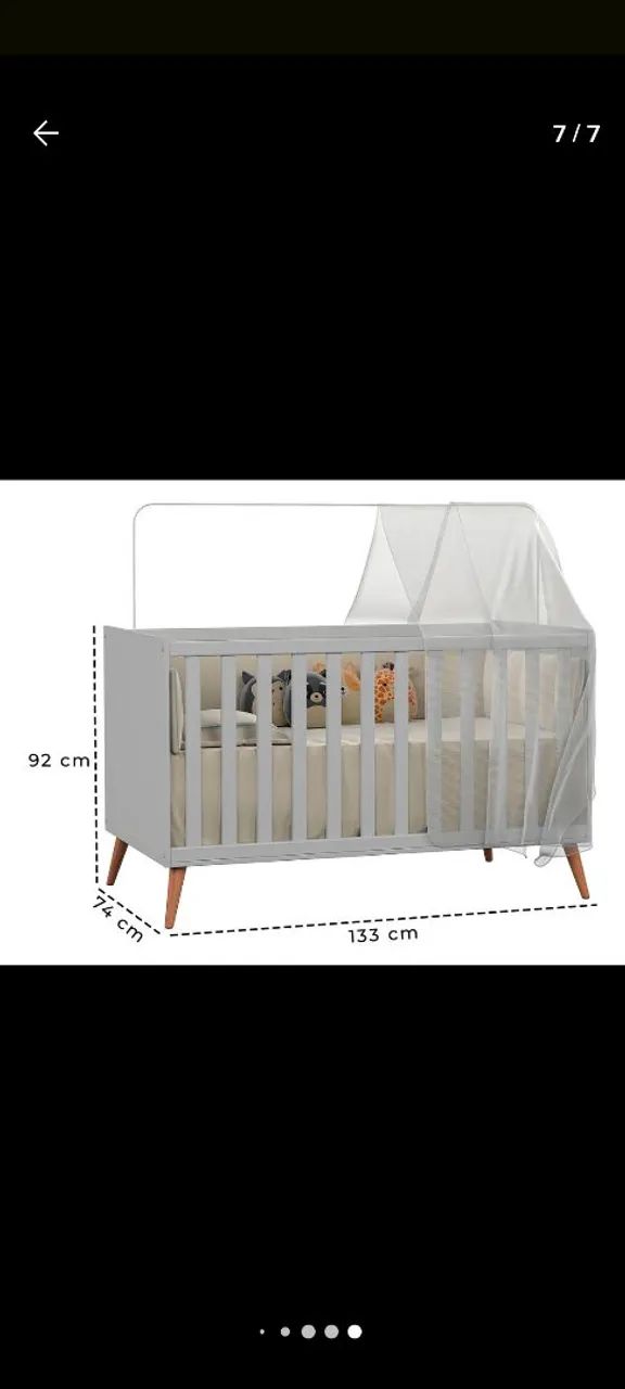 Berço Infantil Cinza Retrô 