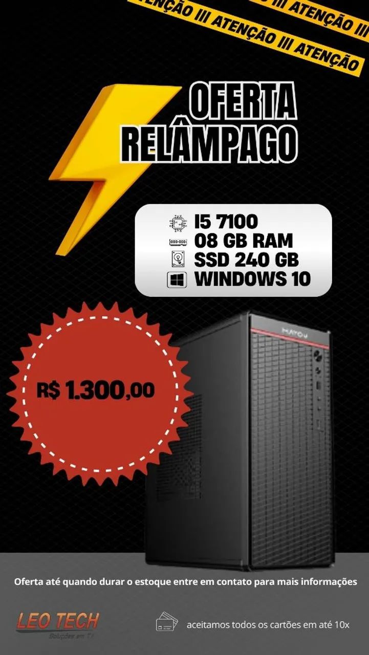 Desktop i5 com 8 GB RAM e SSD 240 GB