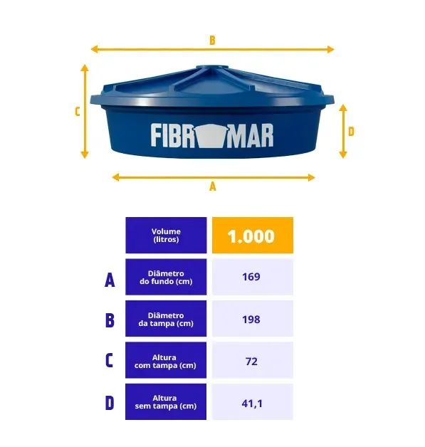 Caixa D`Água Multiuso Piscina1.000L Fibromar Nova - Foto 5