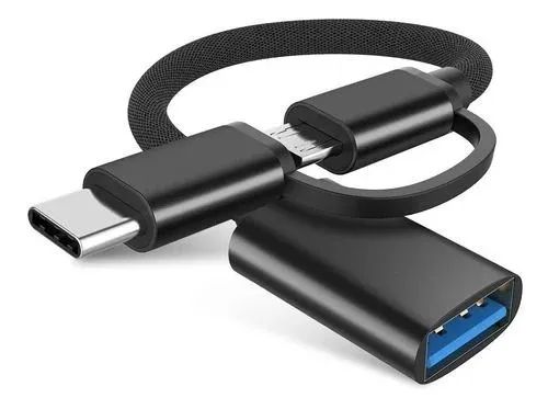 Cabo Adaptador Otg 2 Em 1 Micro-usb V8 Ou Tipo-c P/ Usb 3.0 - Foto 4
