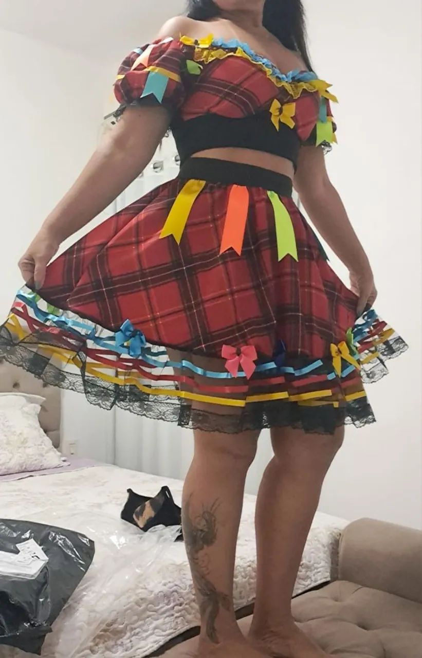 Vestido de Festa Junina Adulto - Tamanho M  - Foto 4