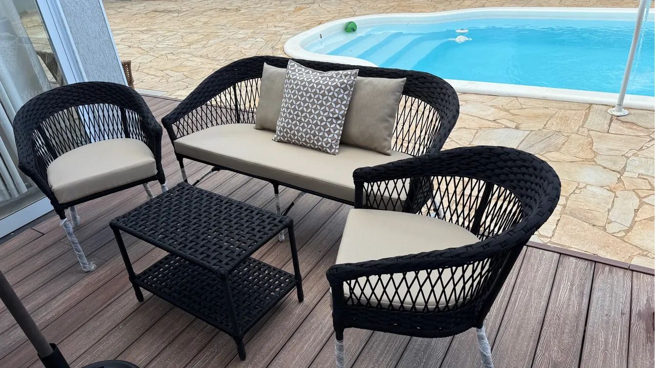 Conjunto de Sofá e Poltronas para Área Externa em tricô nautico 3 pecas 3900,00 - Foto 3