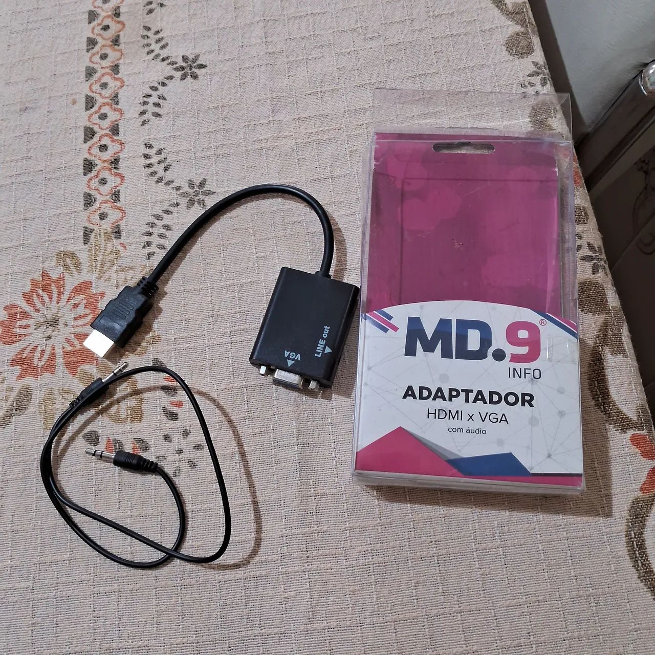 Adaptador HDMI para VGA com cabo Áudio 