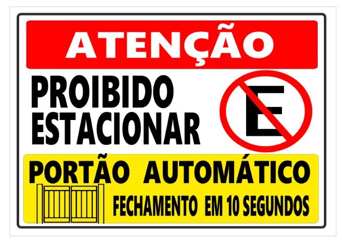 Placa de Sinalização Portão Automático 19x30
