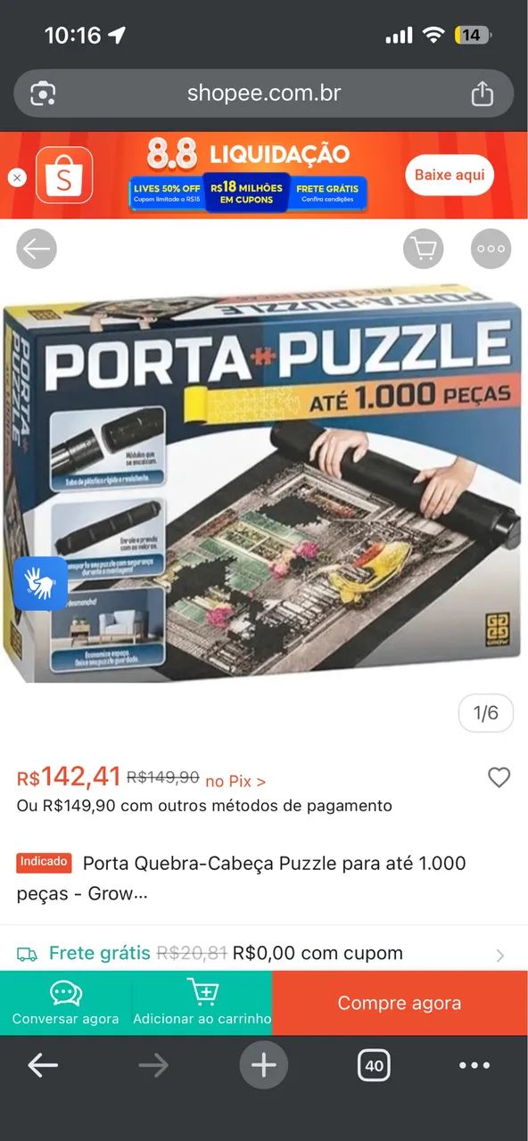 Porta Quebra-Cabeça Puzzle até 1.000 peças