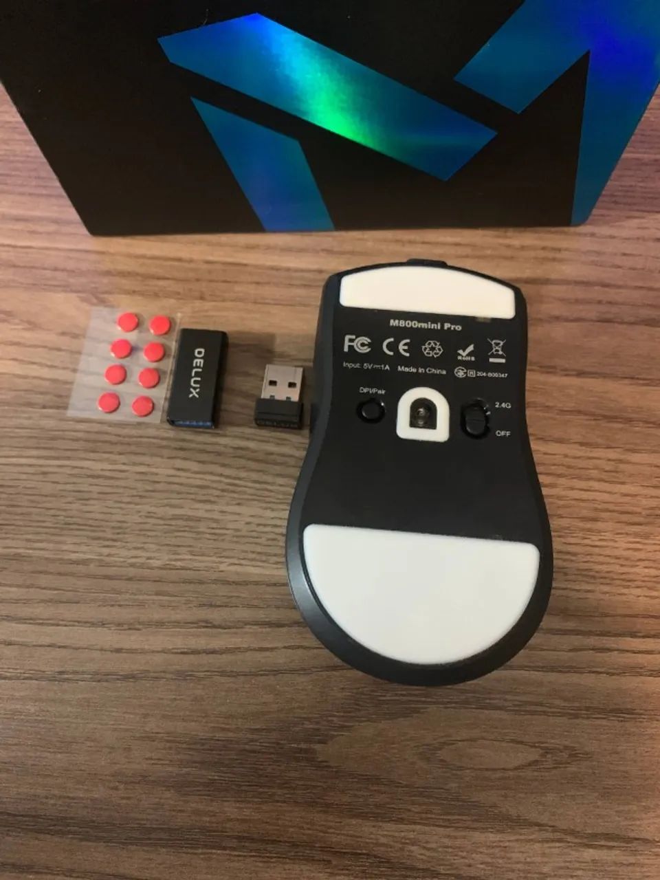 Mouse Delux M800 MINI PRO Preto + feet dots (paw3395) - Foto 4