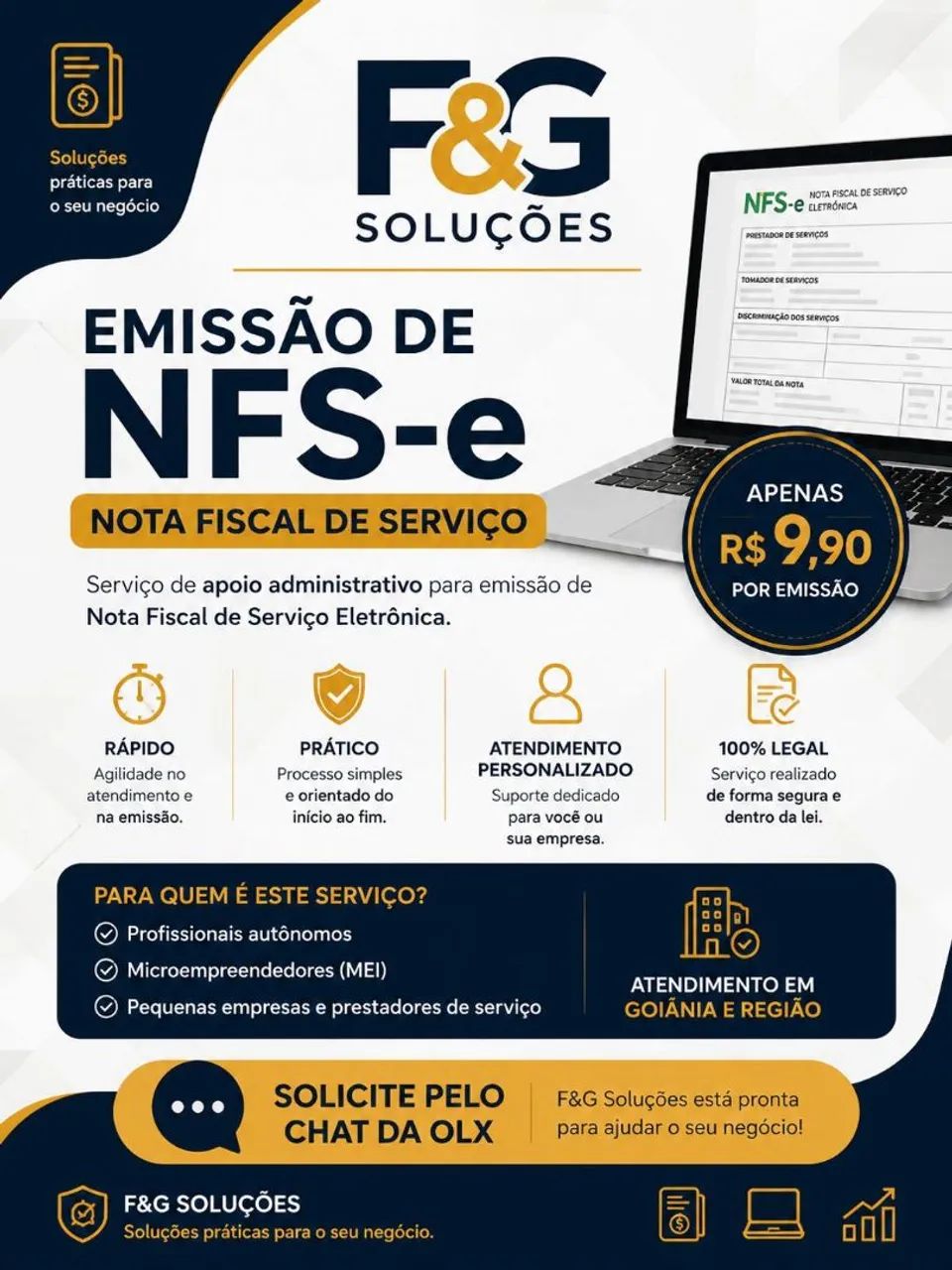 Emissão de NFS-e e Nota Fiscal de Serviço | R$ 9,90<br>