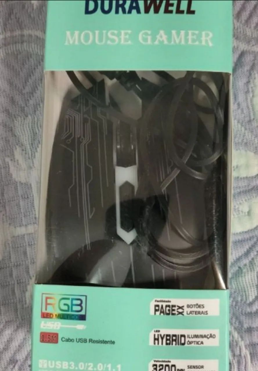 mouse gamer rgb com cabo usb novo