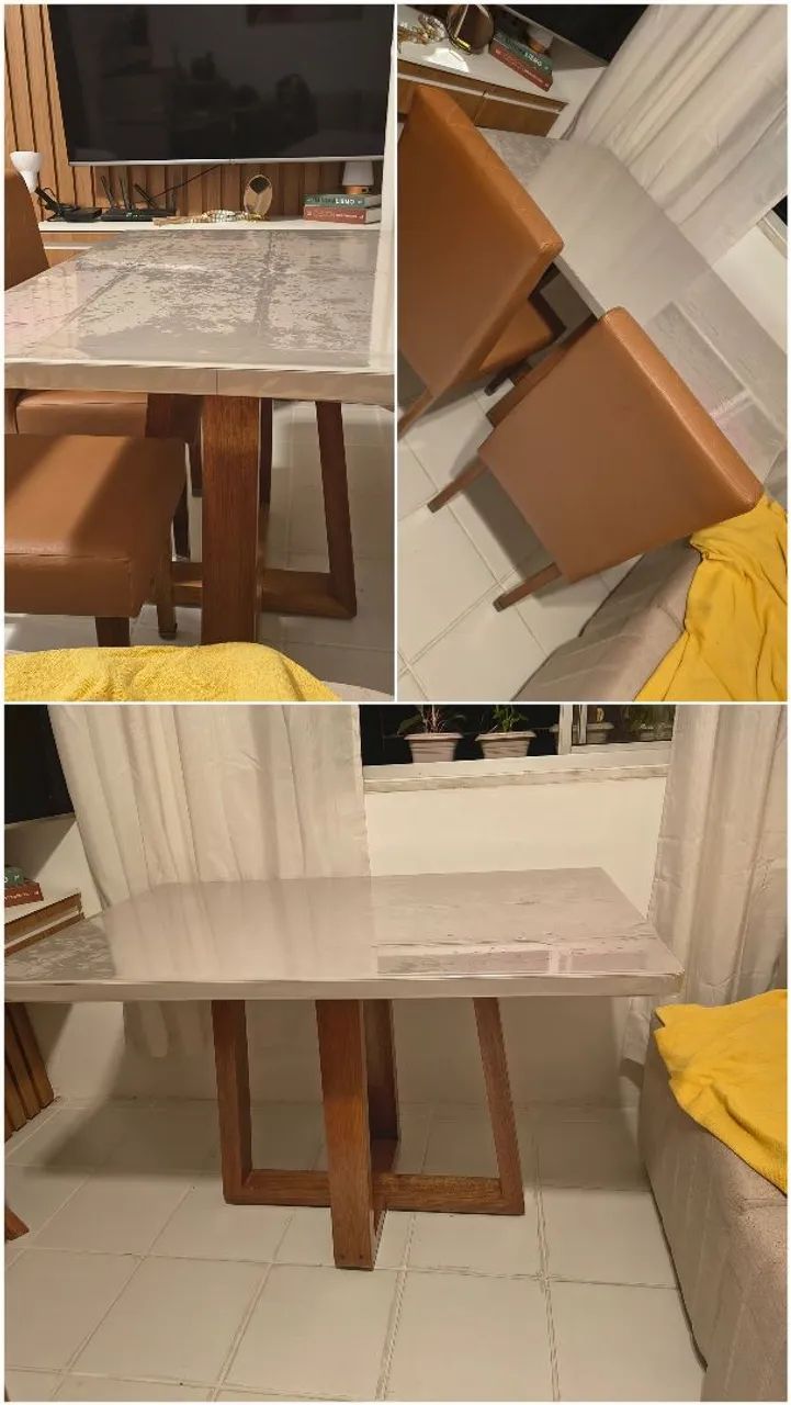 Vendo mesa de madeira com 4 cadeiras 