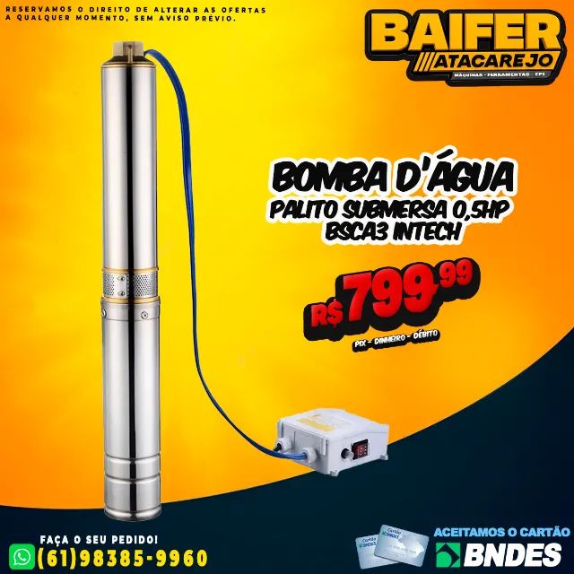 Bomba Dágua Palito Submersa 0,5Hp Bsca3 Intech