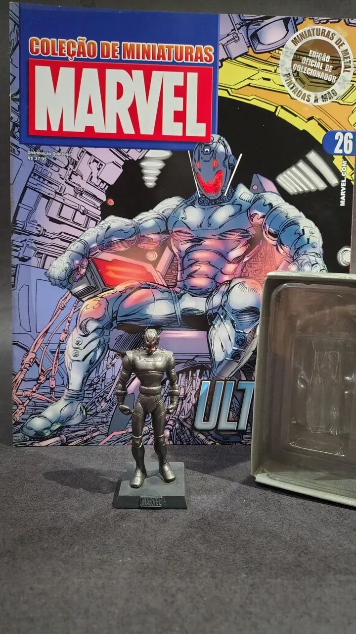 Miniatura Marvel Eaglemoss Ultron - Perfeito + Fascículo 26 e Embalagem