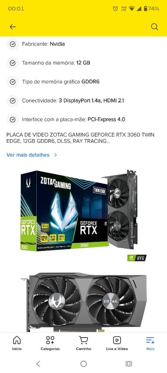 RTX 3060 12GB Zotac