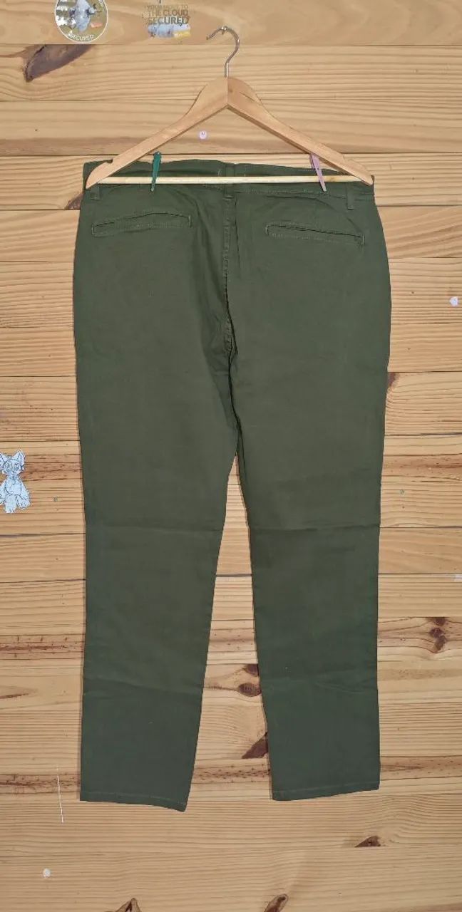 Calça sarja nova, verde militar, número 48 - Foto 3