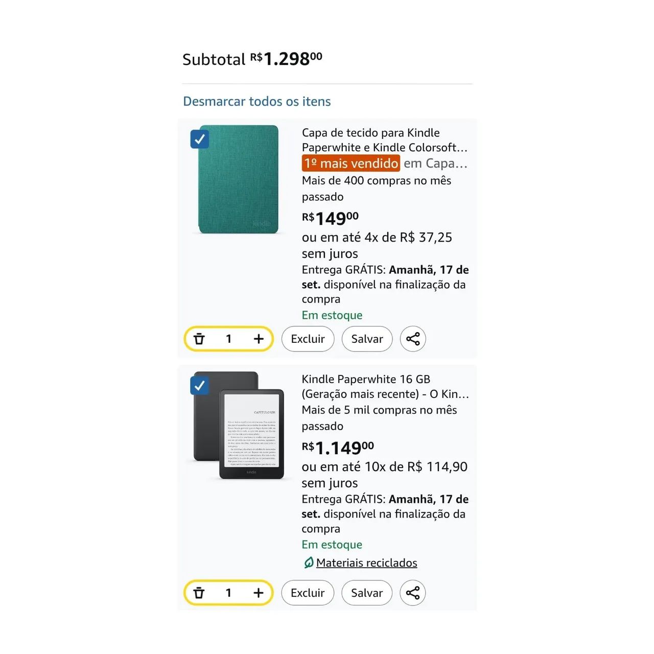 Kindle Paperwhite Geração 12 Com 16gb + Capa Smart Original 