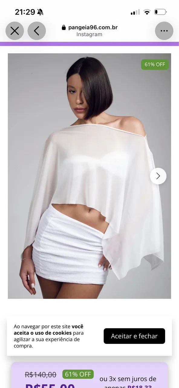 blusa +tule branco transparente 