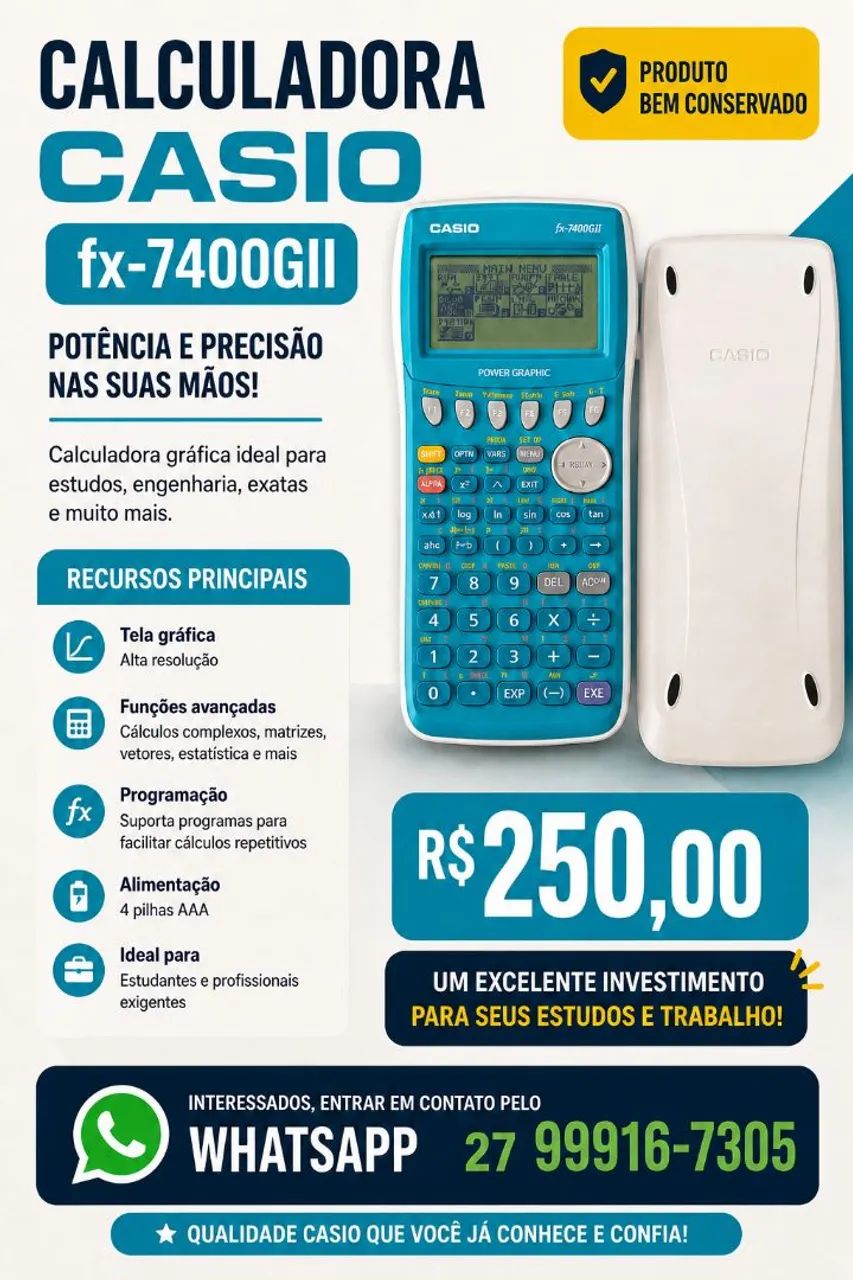 Vendo Calculadora Cassio fx-7400GII