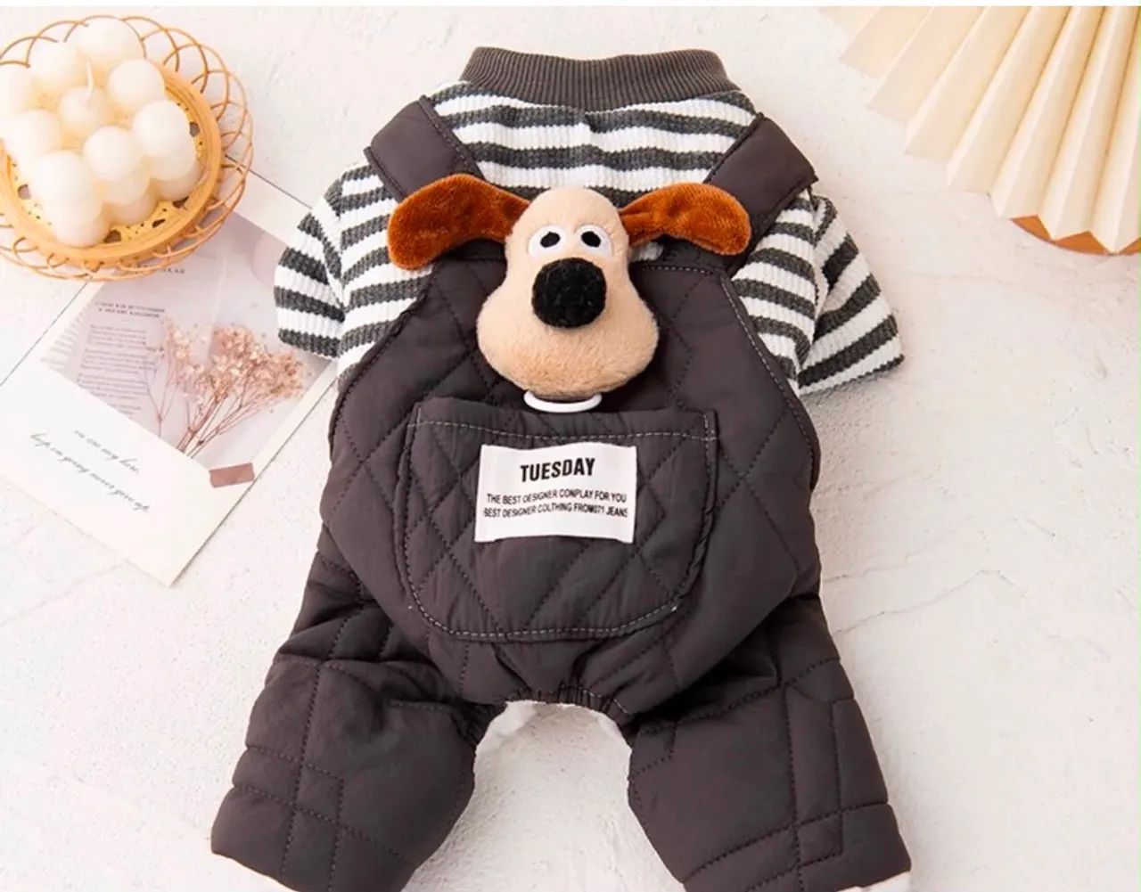 Roupa Para Pet Macacão Acolchoado Com Ursinho - Foto 3