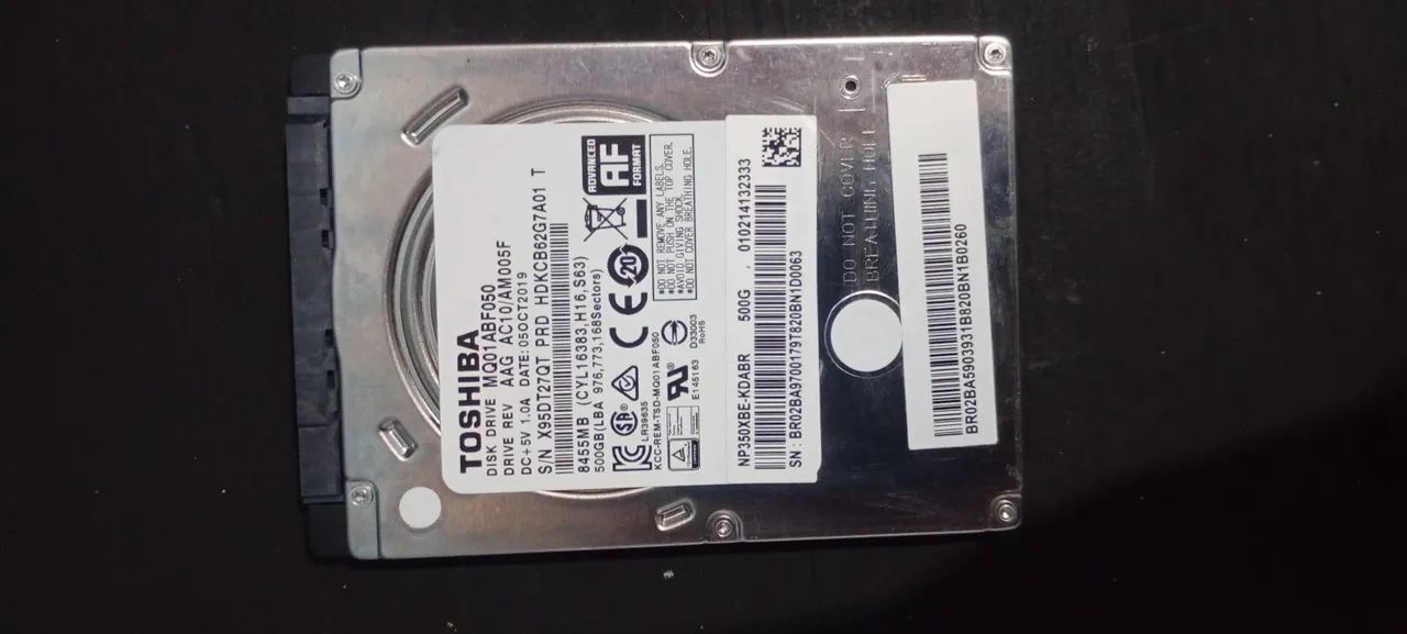 Hd Toshiba 500gb para notebook e Pc 