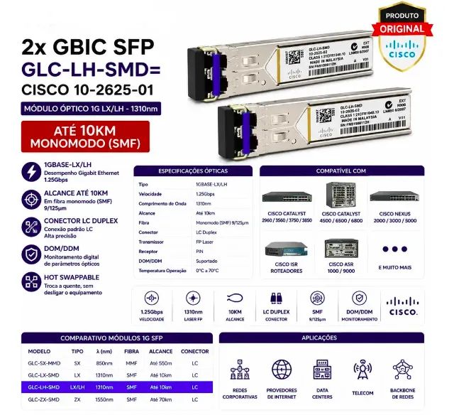 2x GBIC Cisco GLC-LH-SMD 10-2625-01 CLASS 1 - Foto 3