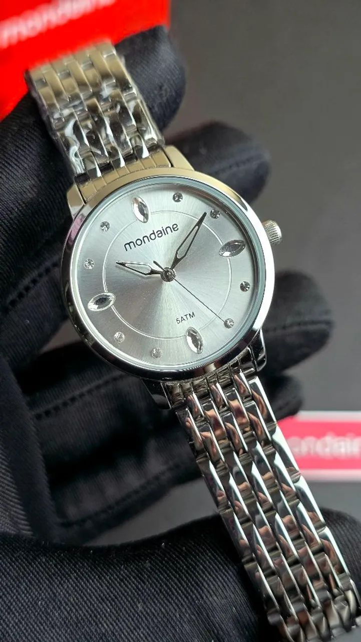 Relógio Mondaine Cristais 32mm prata  - Foto 5