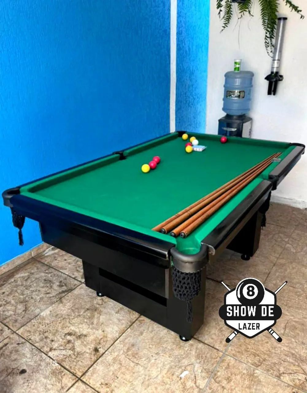 Sinuca De Rede Super Luxo Preta Forração Verde  - Foto 3