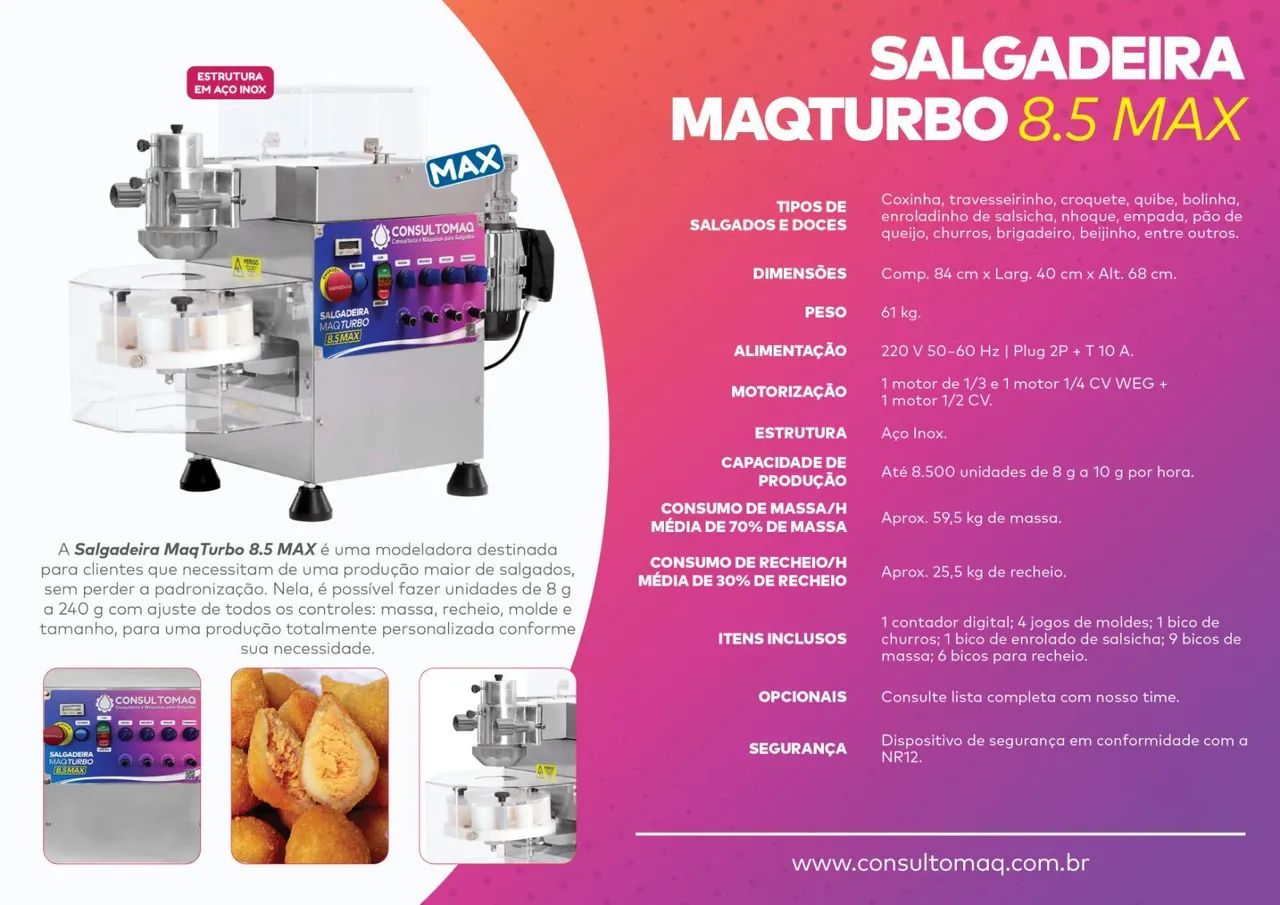SALGADEIRA MAQTURBO 8.5 MAX + KITMAIS DUPLO RECHEIO - Foto 4