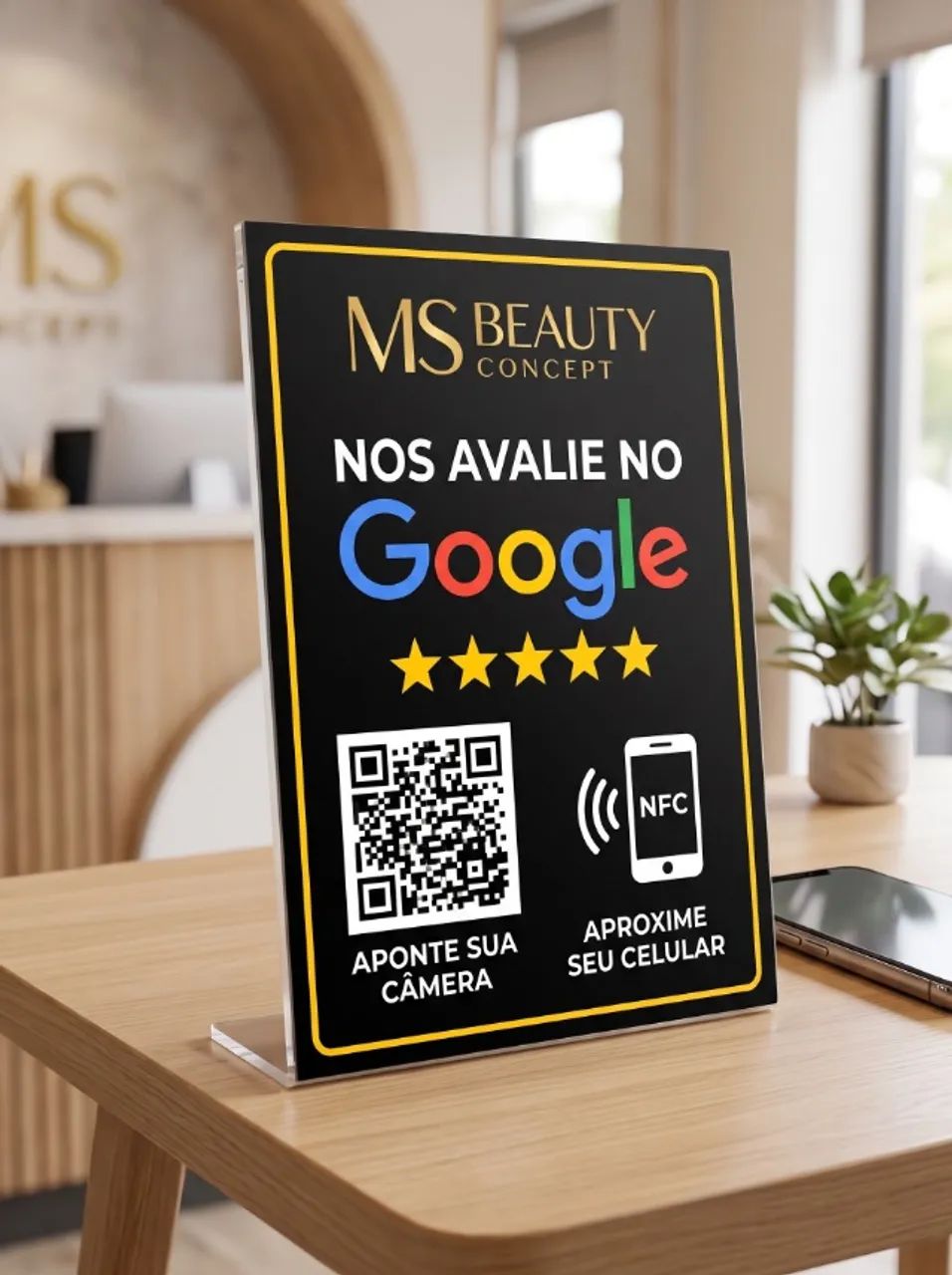 Plaquinha de Avaliação Google Inteligente (NFC + QR Code) - Personalizada - Foto 2