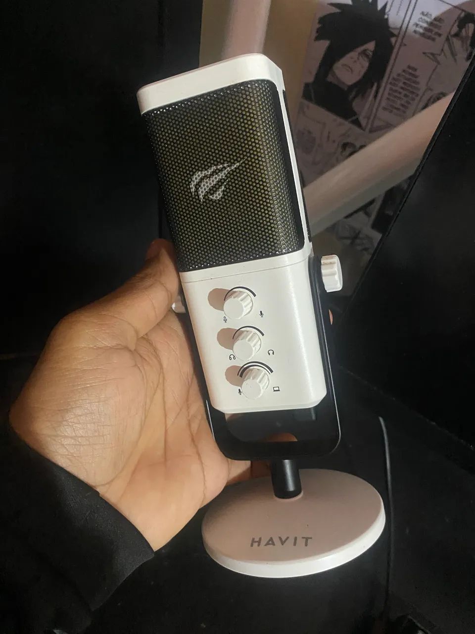MICROFONE HAVIT GK65 BRANCO (NOVO)