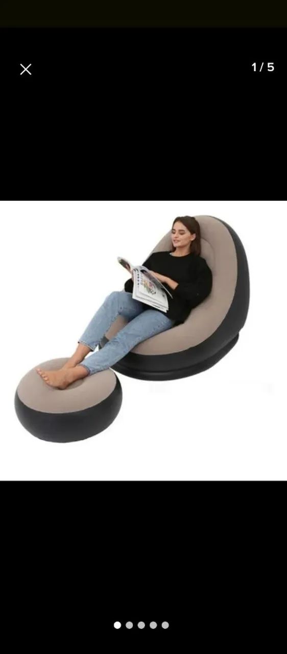 Poltrona e puff inflável singles size - Foto 2