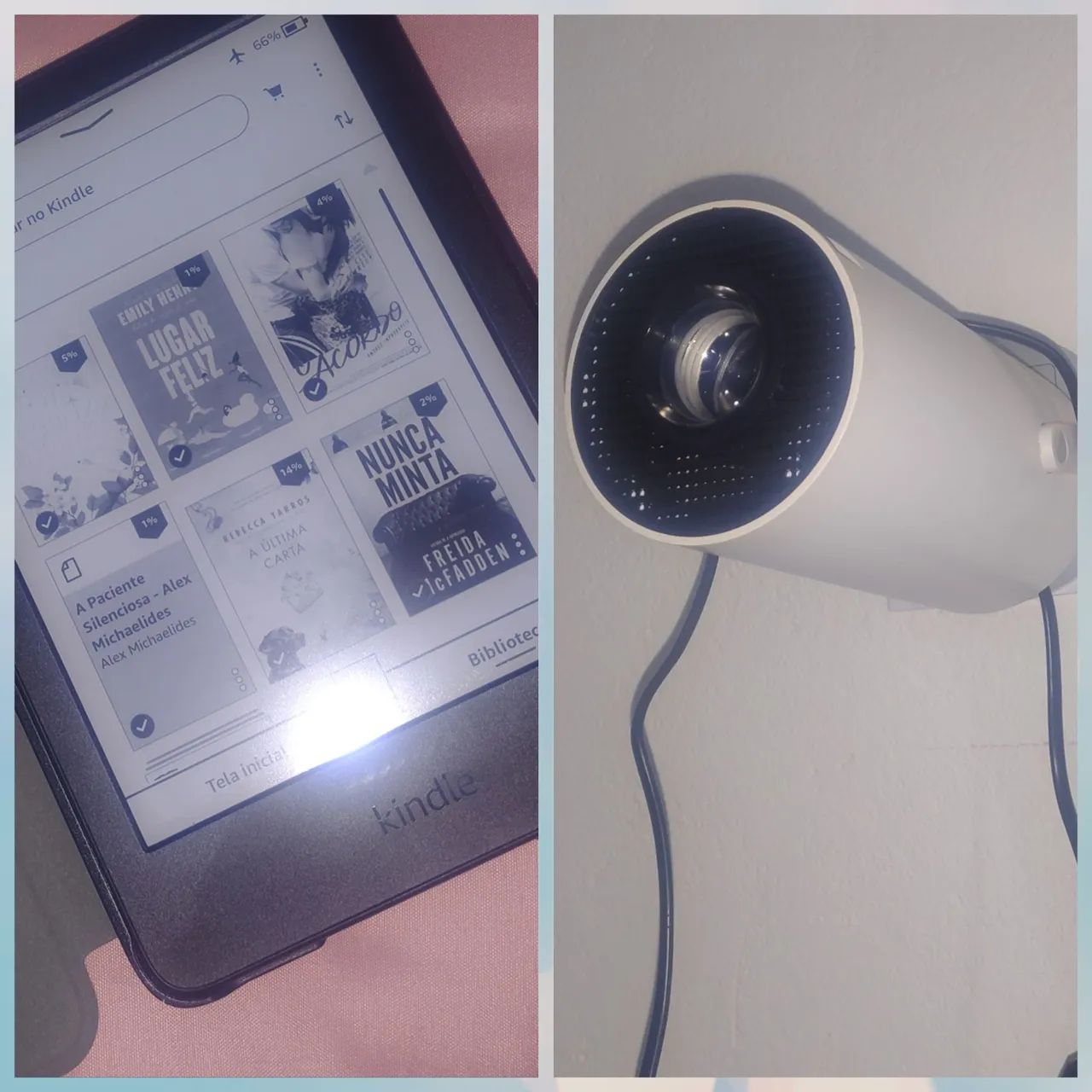 KINDLE SEMINOVO E PROJETOR NÃO USADO