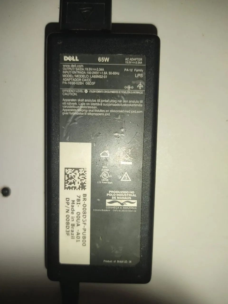 Fonte Carregador Original Dell 65W 19.5V 3.34A com Cabo de Força - Foto 2