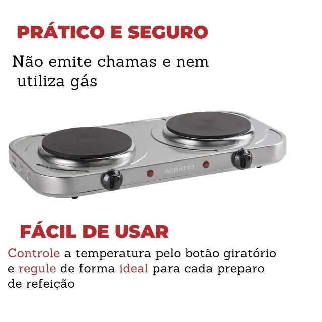  Fogão INOX Elétrico de Mesa 2 Pratos 127V - Foto 3