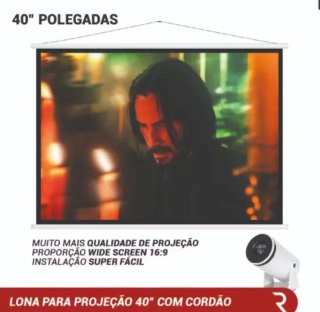 Tela de Projeção 40 Polegadas 105x80cm Portátil Com Cordinha Resistente Lona Premium - Foto 2