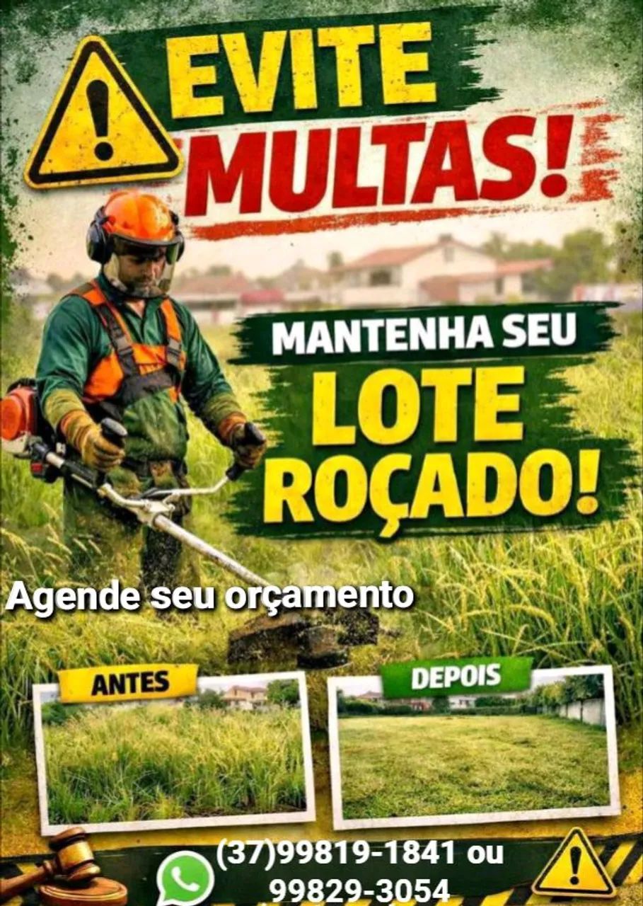 Fazemos limpeza de lotes com roçadeira em Itaúna e região orçamento sem compromisso.