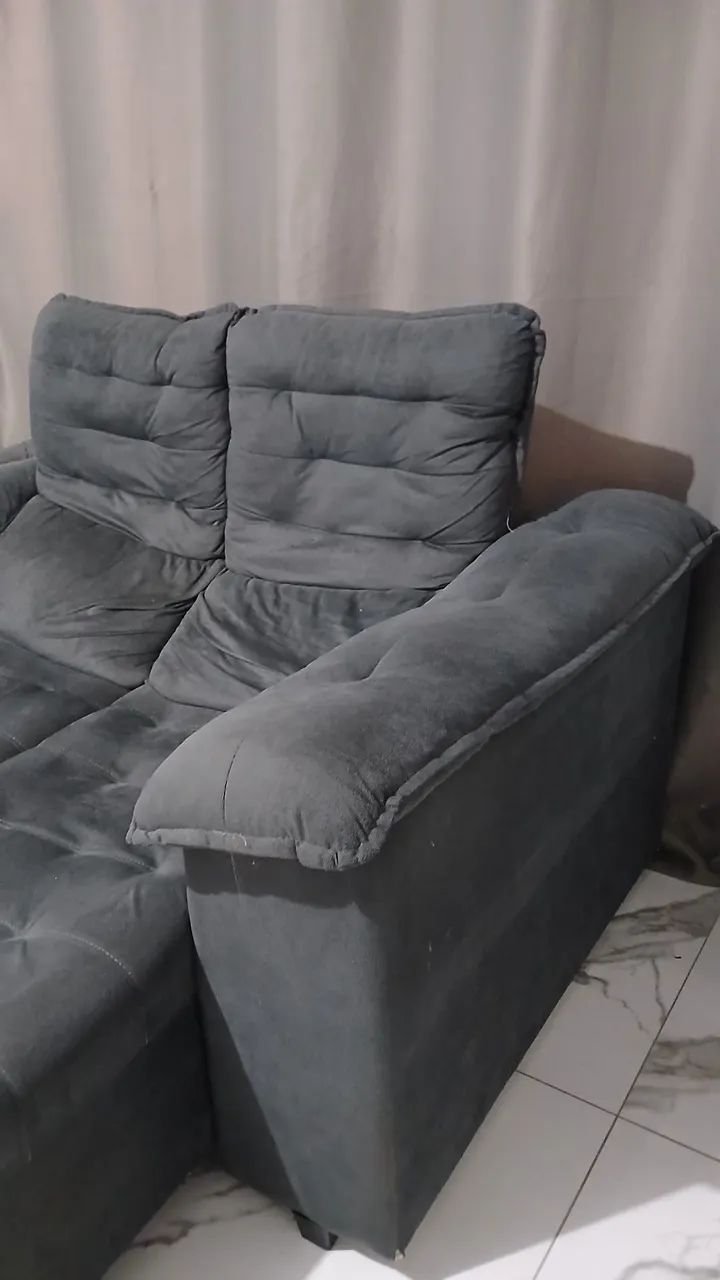 SOFÁ RETRÁTIL 2 LUGARES CINZA  - Foto 3