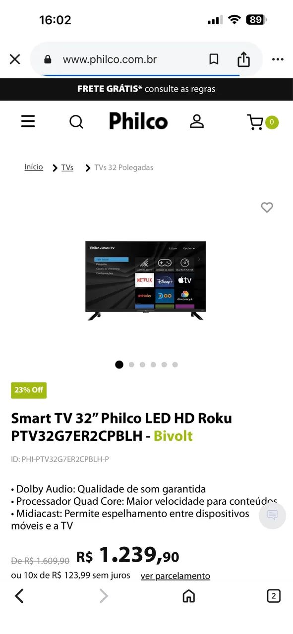 Smart tv 32 polegadas nova ROKU - Foto 4