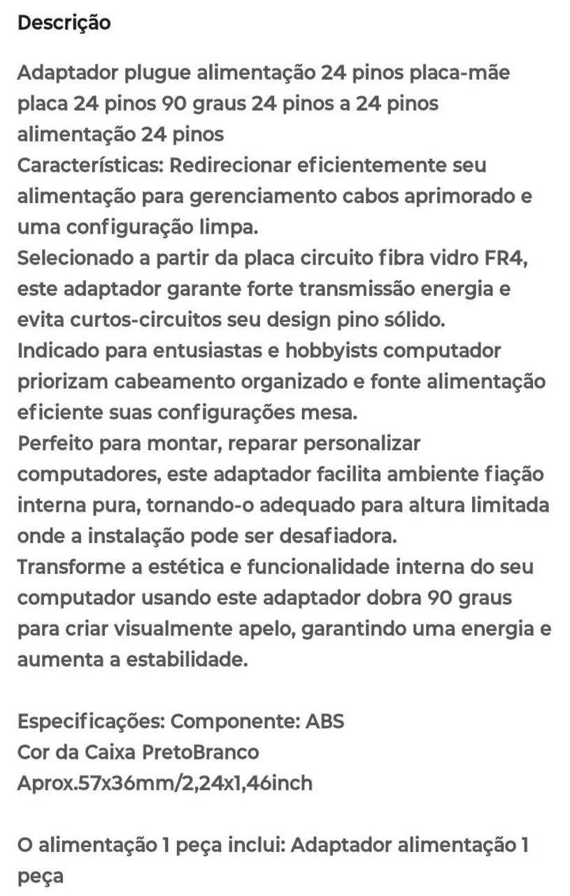 Conector 24 pinos para placa mãe branco  - Foto 5