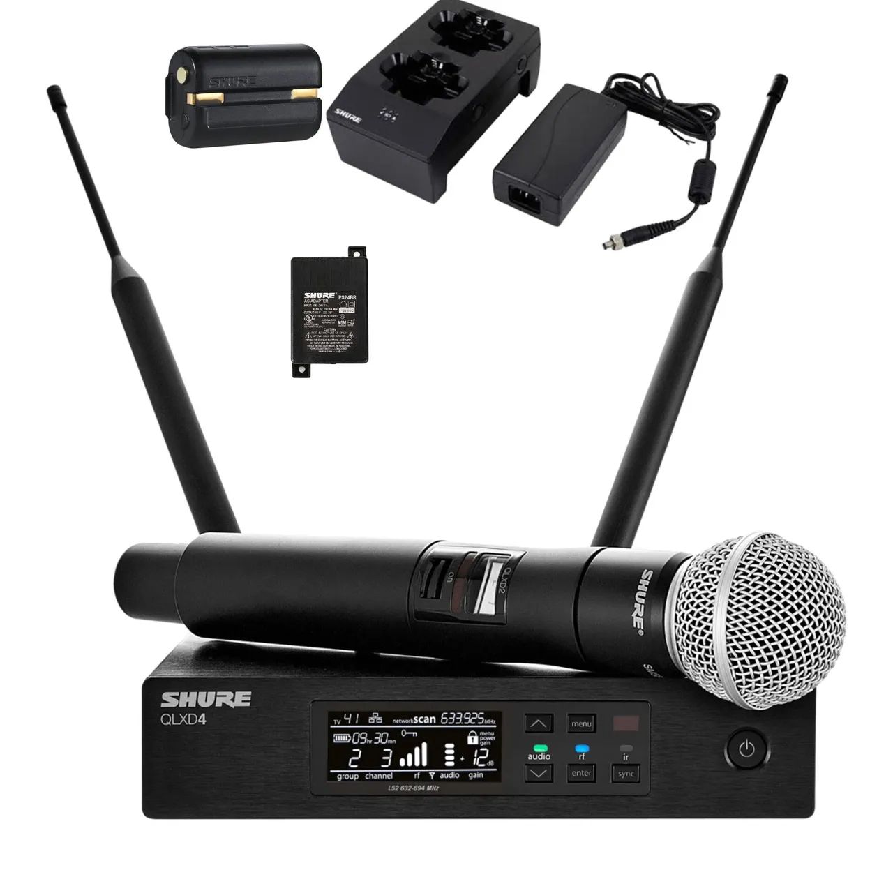 Sistema de Microfone Sem Fio Original Completo SHURE QLXD24 SM58 J50