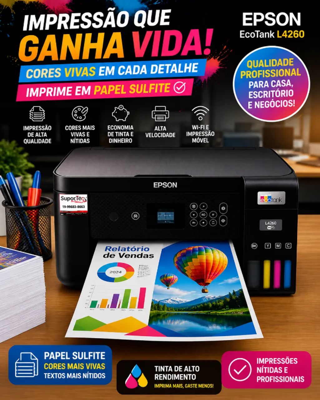 IMPRESSORA Epson EcoTank L4260 - COMPLETA + ECONÔMICA! ?