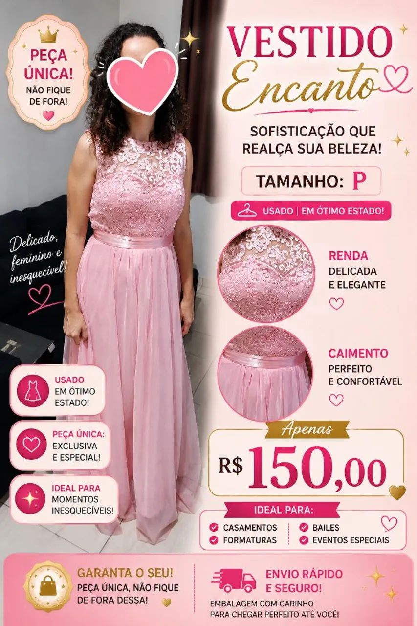 Vestido longo Rosa 